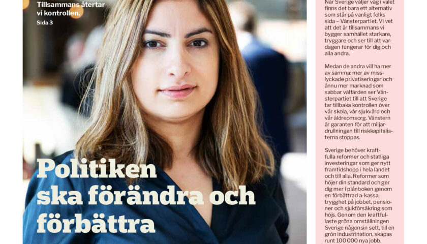 bild på tidningen vänstern i tyresö första sida